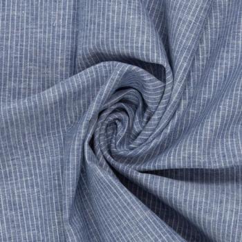 Baumwoll-Leinen Paul Streifen meliert Jeansblau von Swafing